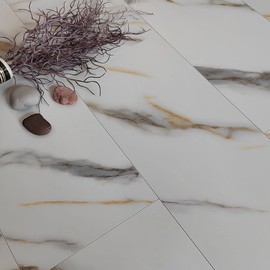 Ламинат MSPC Stone Floor Мрамор Бело-золотой