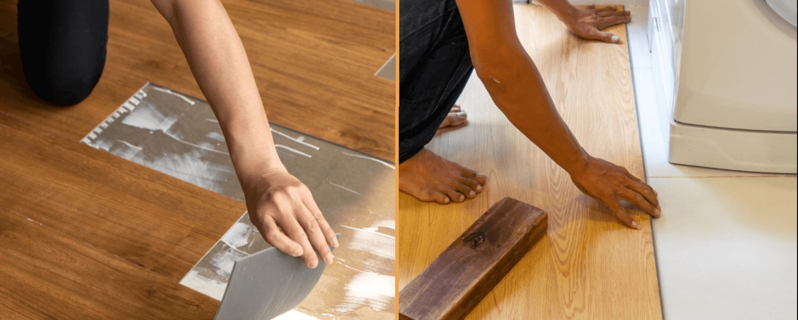 клеевой и замковый монтаж кварц-винила